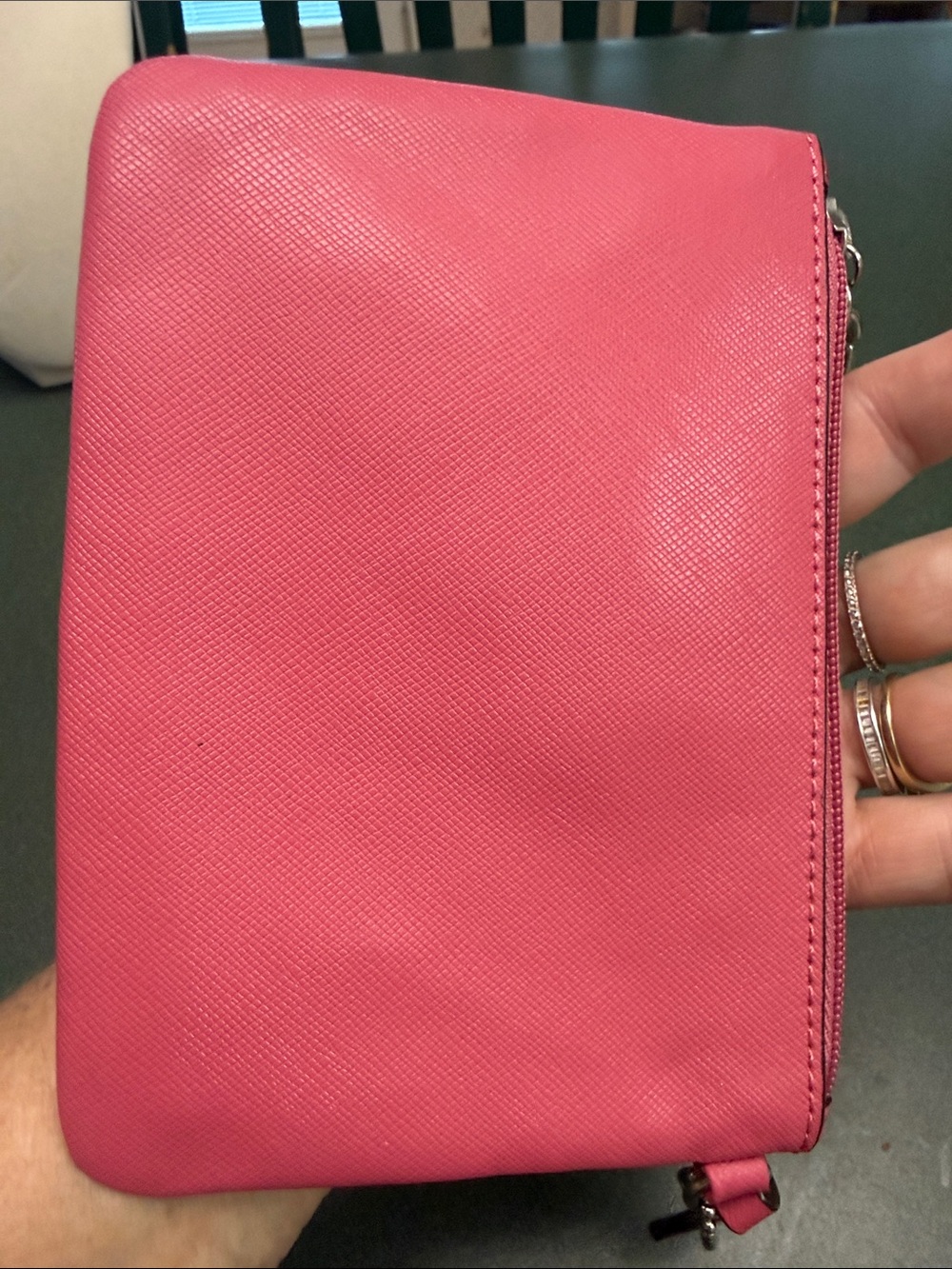 Coach Pink Saffiano Leather Wristlet with Bow Accent - Picture 6 of 7